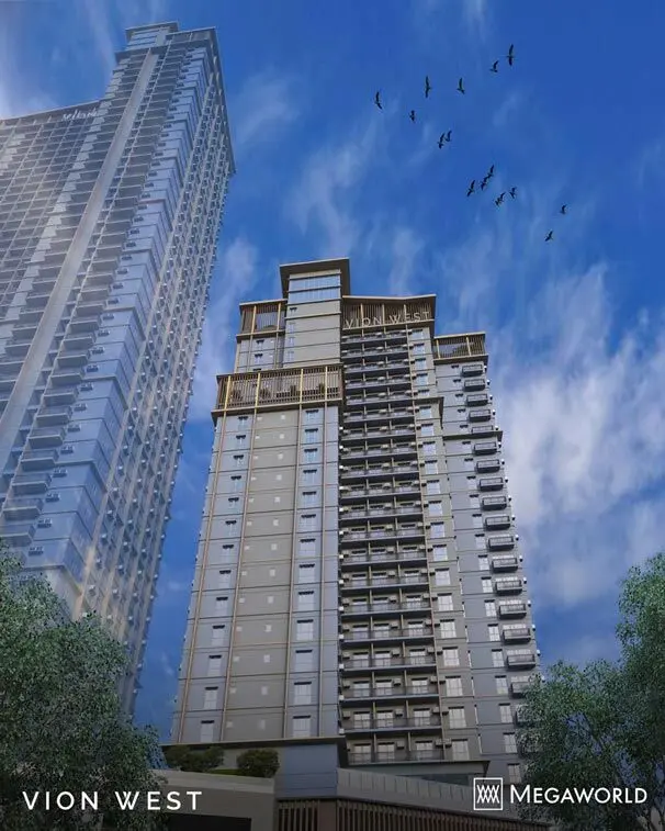 Vion West pre-selling condo building facade at EDSA Makati by Megaworld