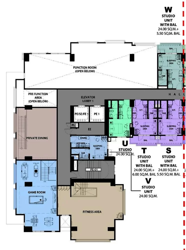 Saint-Marcel North Wing 5th Floor Plan | Studio with or without a balcony