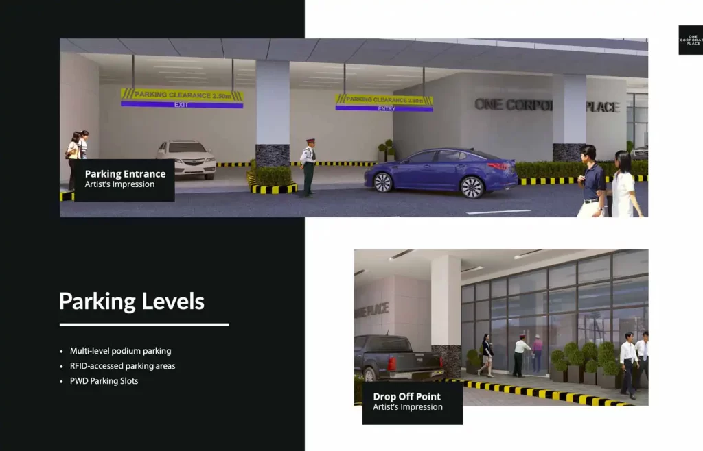One Corporate Place building parking Maple Grove Cavite by Megaworld