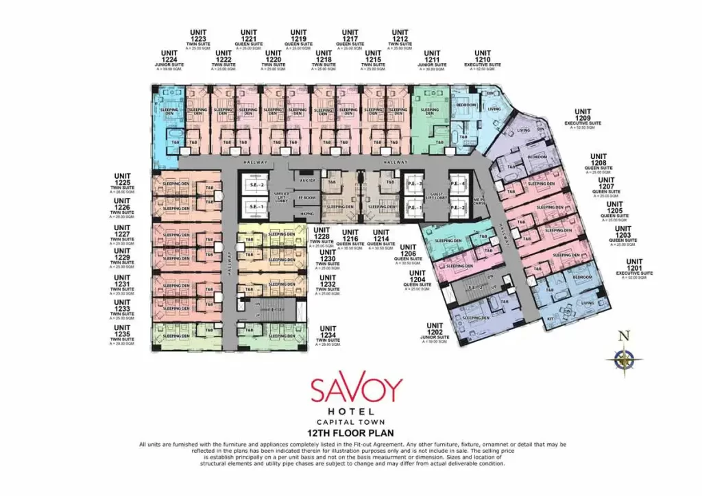 savoy hotel capital town pampanga 12th floor plan unit layout by megaworld condotel