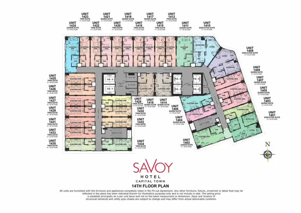savoy hotel capital town pampanga 14th floor plan unit layout by megaworld condotel