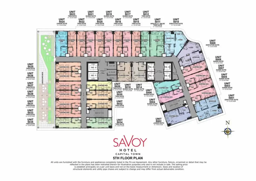 savoy hotel capital town pampanga 5th floor plan unit layout by megaworld condotel