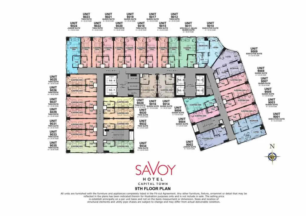 savoy hotel capital town pampanga 9th floor plan unit layout by megaworld condotel