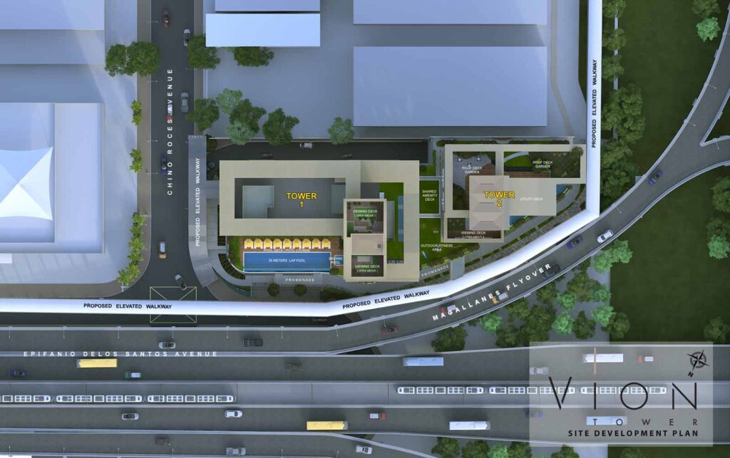Vion West pre-selling condo site development plan masterplan building facade at EDSA Makati by Megaworld