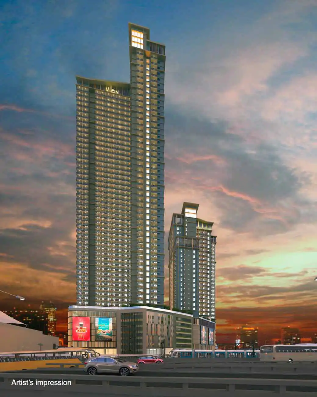 Vion West pre-selling condo building facade at EDSA Makati by Megaworld